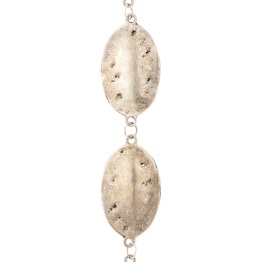 12 Pack: Silver Plated Metal Oval Beads, 33mm by Bead Landing™